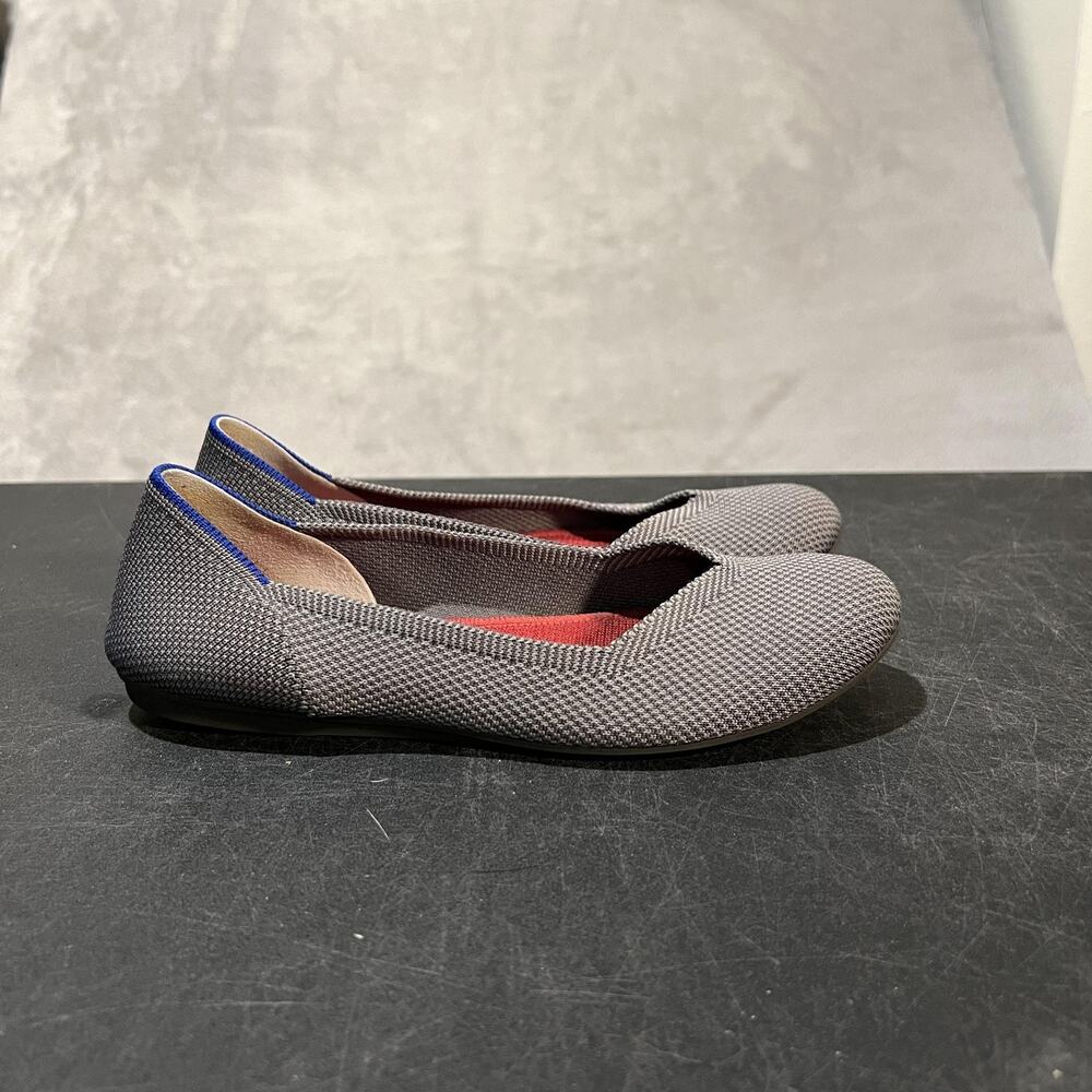 Rothy's The Flat Shoes Womens Size 6.5 Gray Knit Ballet Eco Friendly Washable
